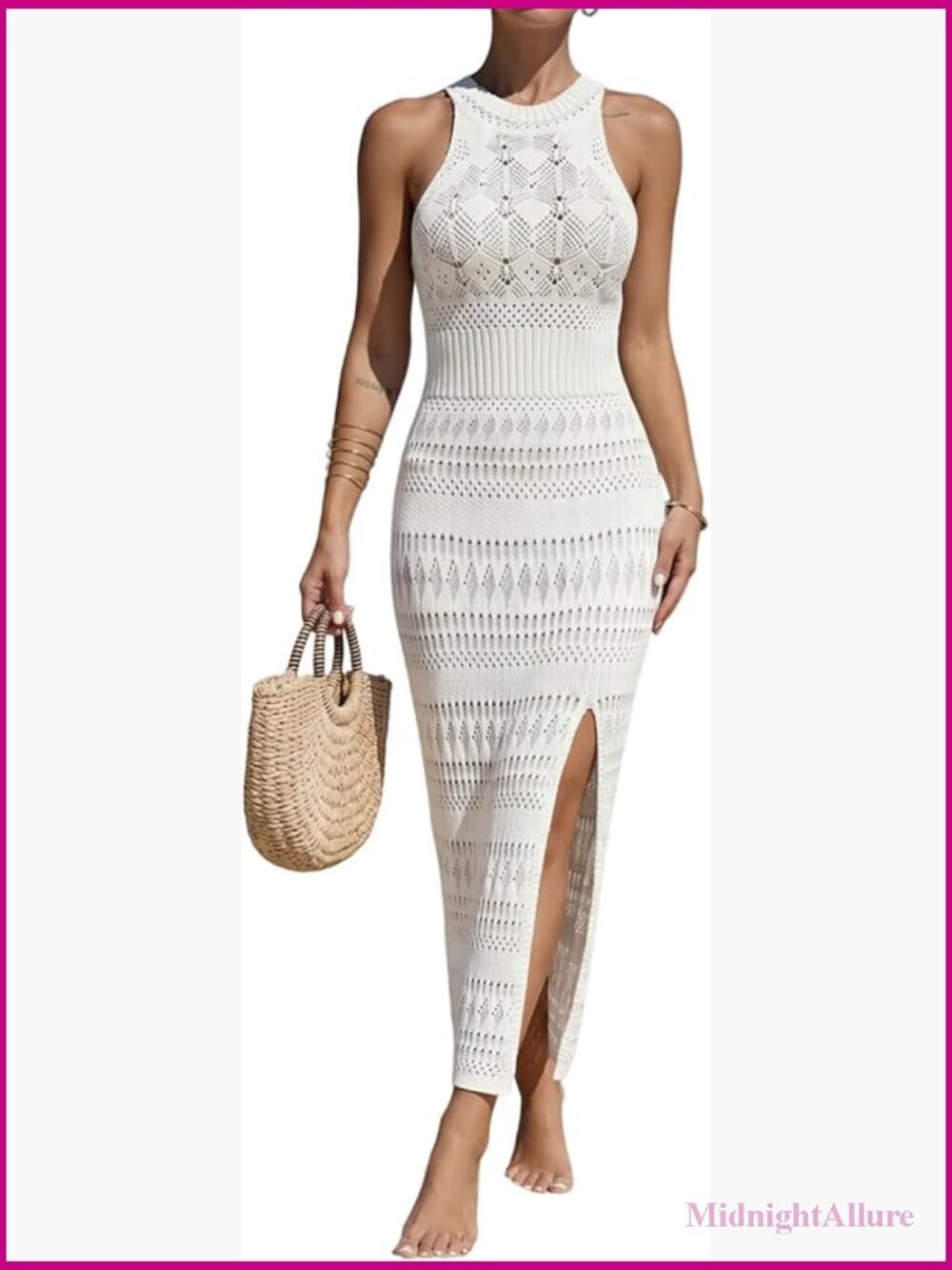 Boho Crochet Maxi Dress Sleeveless Beach Wedding Guest Vacation Cover Up